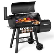 KingChii 547 SQ.IN. Charcoal Grills with Charcoal Wood Offset Smokers for Outdoor Patio BBQ Grilling, Black