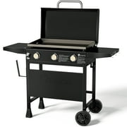 KingChii 3-Burner 28" Propane Griddle with Hard Cover for Camping, Tailgating, BBQ, Parties, Backyard & Patio