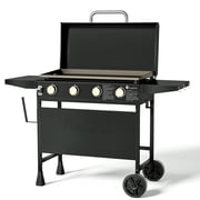 KingChii 4-Burner 30.6 Propane Griddle Outdoor Flat Top Gas Grill Griddle with Hard Cover for Camping, Tailgating, BBQ, Parties, Backyard & Patio