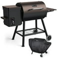 KingChii 456 SQ.IN Pellet Grill Smoker with Side Shelf, BBQ Grill with