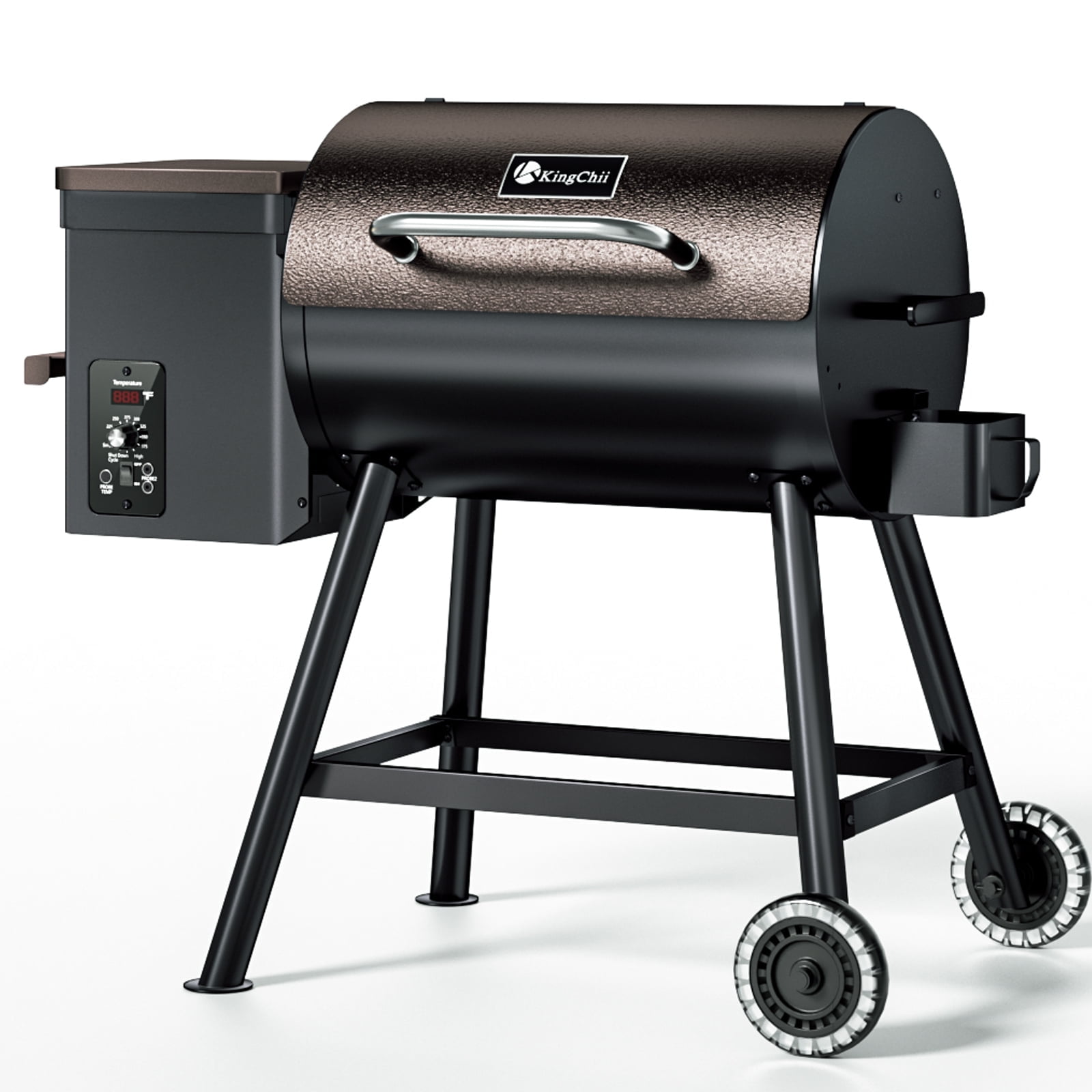 KingChii 456 SQ.IN Wood Pellet Grill Smoker with Auto Temperature Control for Outdoor RV BBQ in Bronze