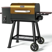 KingChii 456 SQ.in. Wood Pellet Grill & Smoker with UPDATED Control Panel PID 3.0 Automatic Temperature Control, Bronze