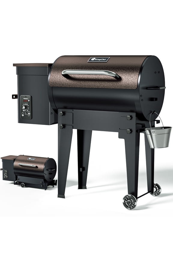 456 sq. in Wood Pellet Smoker & Grill BBQ with Auto Temperature Control, Folding Legs for Outdoor Patio RV, Bronze