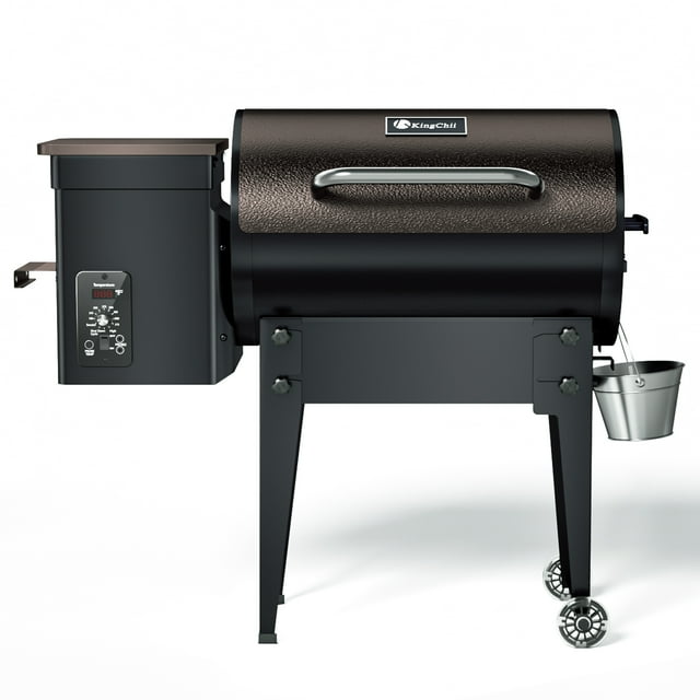 KingChii 456 sq. in Wood Pellet Smoker & Grill BBQ with Auto Temperature Controls, Folding Legs for Outdoor Patio RV, Bronze