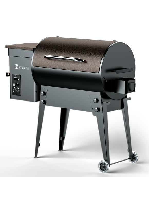 KingChii Wood Pellet Grill & Smoker 456sq.in., Multifunctional BBQ Grill with Automatic temperature control for Outdoor Cooking, Foldable Legs