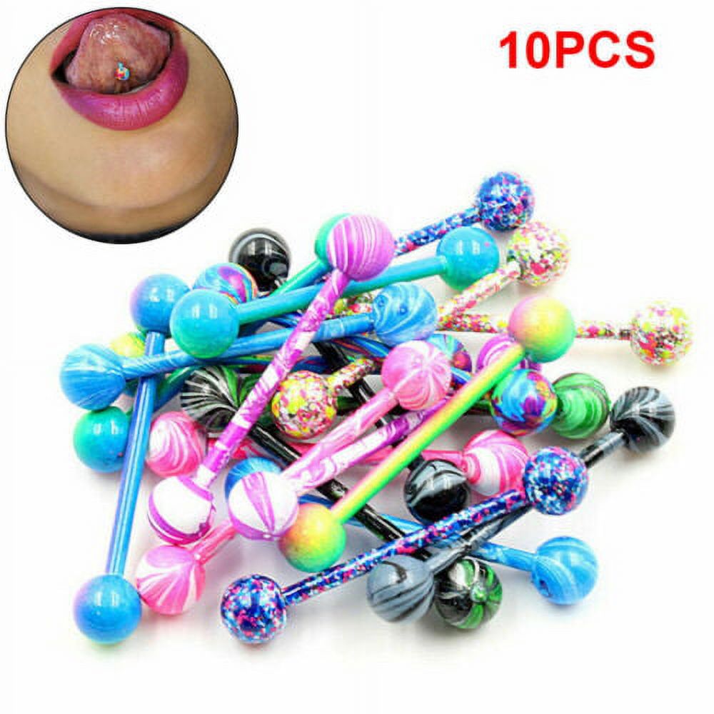 KingFurt 10 Pcs/Set Stainless Steel Tongue Rings Of Beautiful And