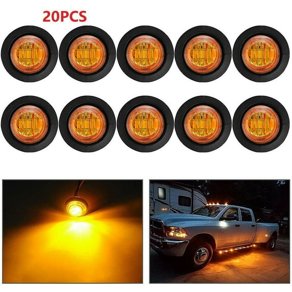 KingFurt 10X 3/4" 12V Marker LIGHTS LED Bullet Amber Truck Trailer RV Round Side Lamp HOT