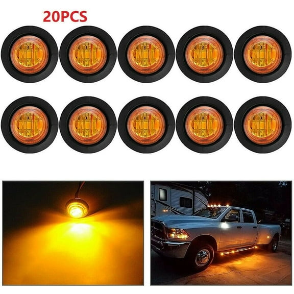 KingFurt 10X 3/4" 12V Marker LIGHTS LED Bullet Amber Truck Trailer RV Round Side Lamp HOT