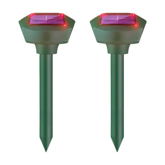 KingFurt 2 Pack Solar Powered Mole Repellent Ultrasonic Gopher Deterrent For Garden Use
