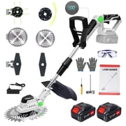 KingFurt 21V Cordless Electric Weed Wacker, 9-12 Inch String Trimmer , Lightweight Grass Trimmer for Lawn Trimming/Edging with 2X 2.0 Ah Battery and Charger