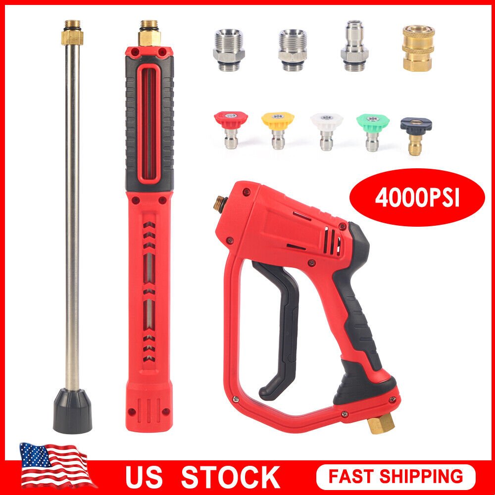 KingFurt 4000PSI High Pressure Car Power Washer Spray Gun Wand Lance Nozzle Tips Kit