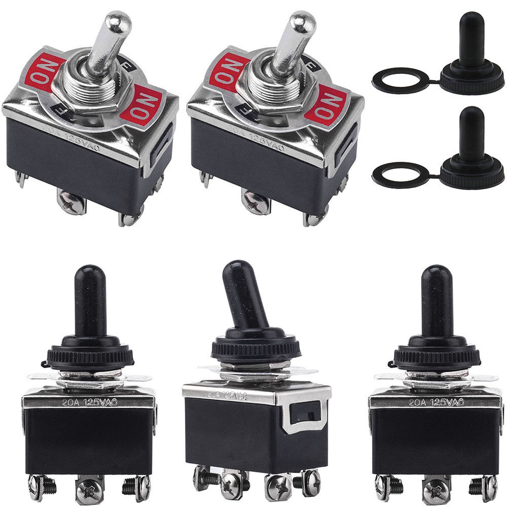 KingFurt 5Pack 3 Position 6 Terminal Toggle Switch Waterproof Boot Heavy Duty, 15A/250VA