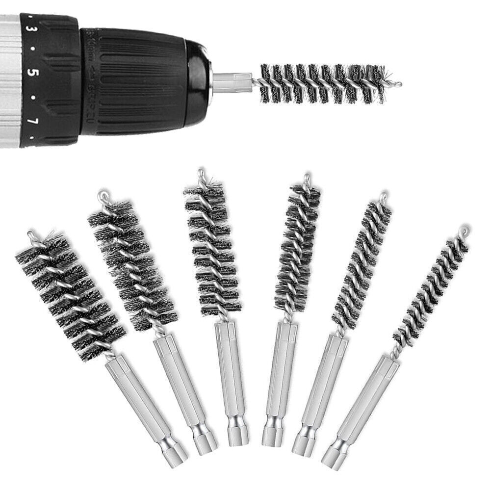 KingFurt 6Piece Stainless Steel Bore Brush Set for Power Drill