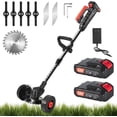 thumbnail image 1 of KingFurt Cordless Brush Cutter 24V Lawn Mower with 2×2.0Ah Li-Ion Battery Powered and 3 Types Cutting Blade Push Wheeled for Yard and Garden Black-Red, 1 of 6