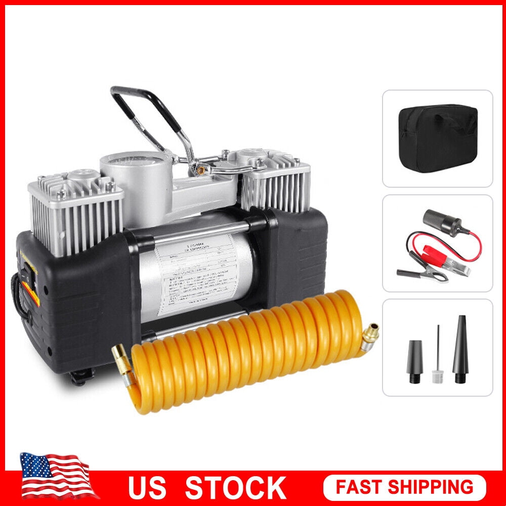KingFurt DoubleCylinder Electric Air Tire Pump 12V Auto Car Truck