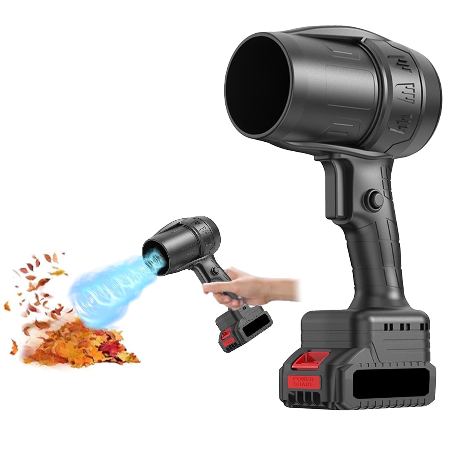 KingFurt  Cordless Leaf Blowers,Handheld Leaf Blower- 33000 RPM, 2 Batteries & Charger. Ideal for Patio Cleaning, Lawn Care.Black