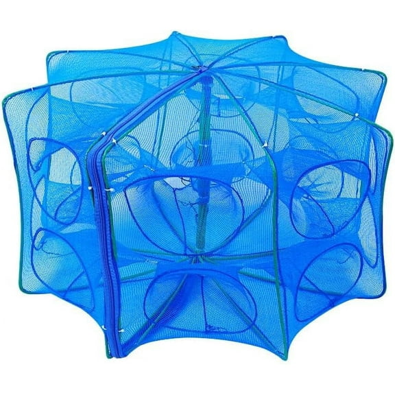 Folded Fishing Bait Trap in Red Nylon Rope Crab and Minnow Trap for Catching Crawfish, Lobster, Shrimp Easy to Use