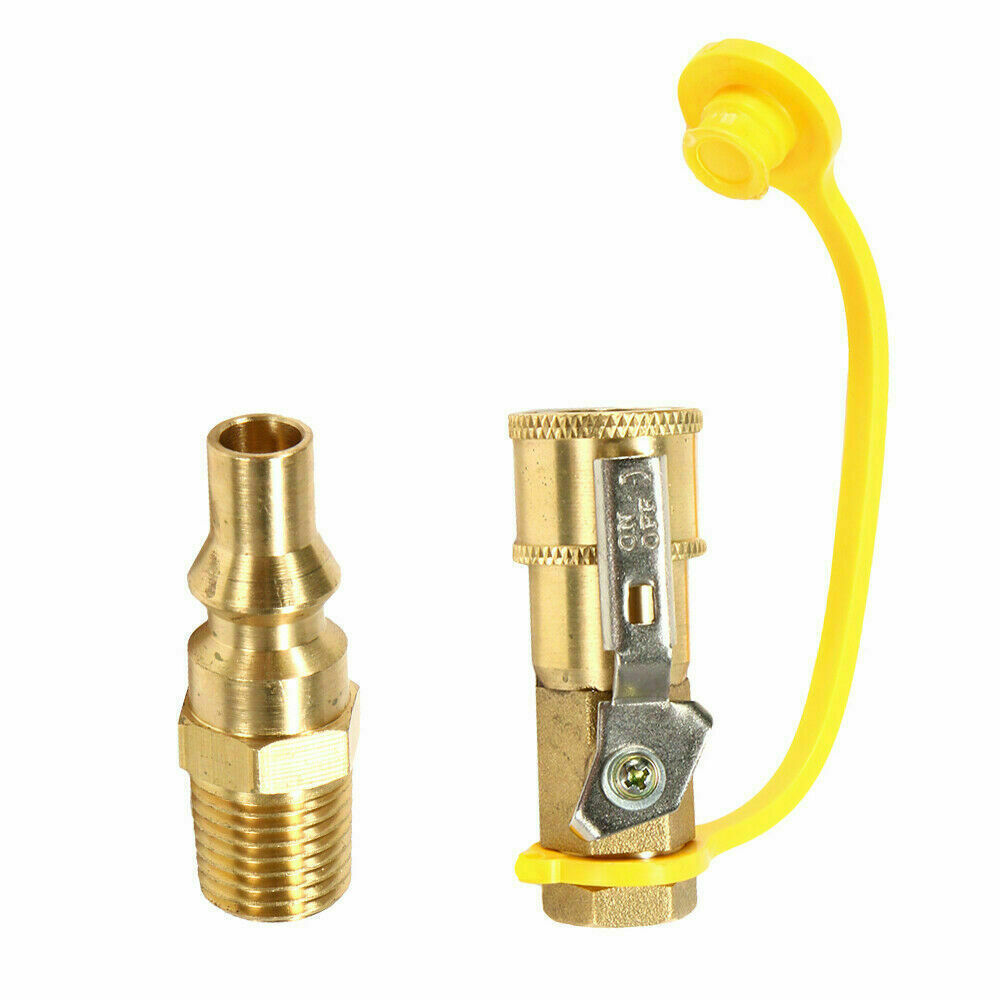 KingFurt RV Gas Quick Disconnect Coupler Brass Ball Valve 1/4" Inlet