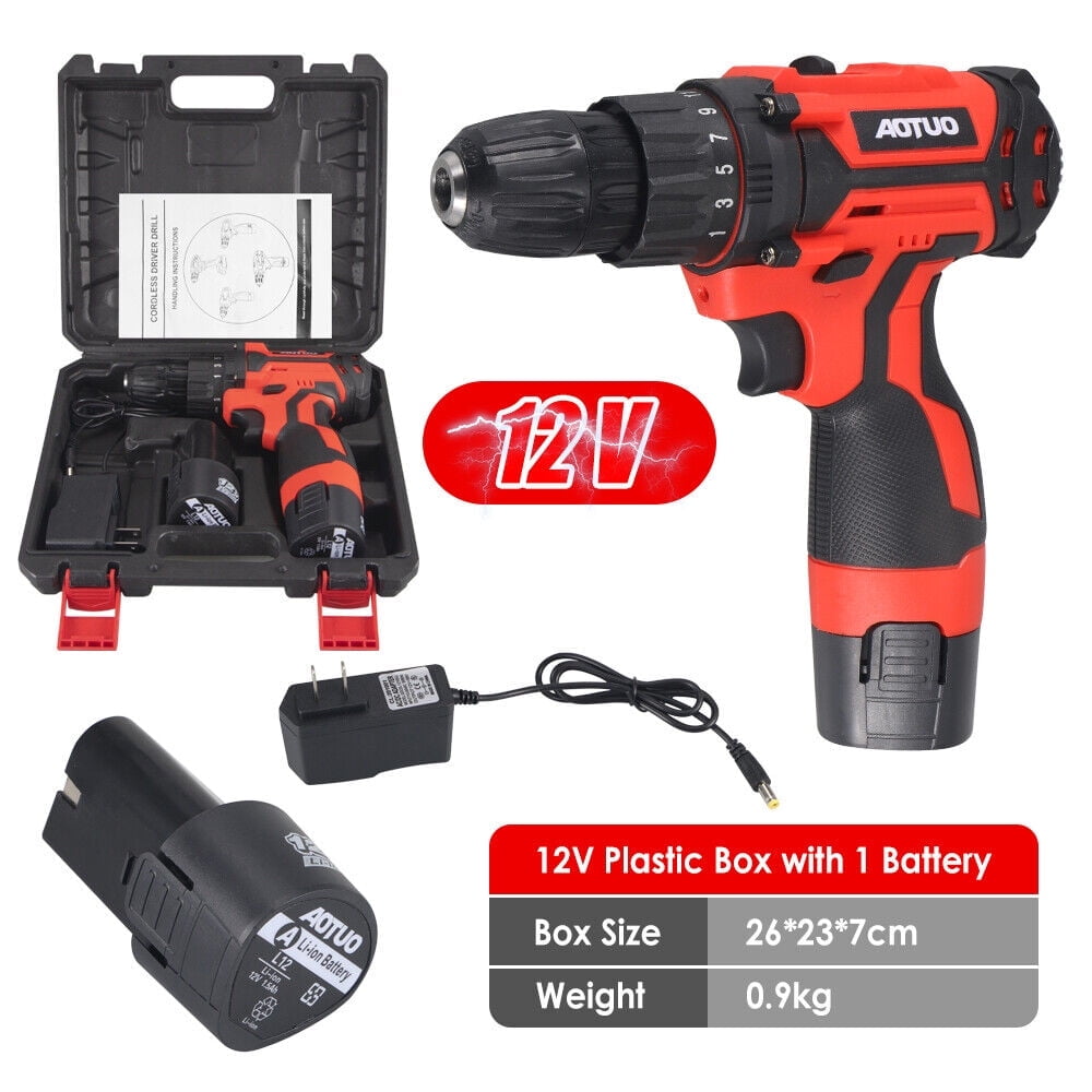 Jinyi Rechargeable Cordless Screwdriver - Dual Speed, 25 Torque Settings, Red, 12V, 35N.m Torque