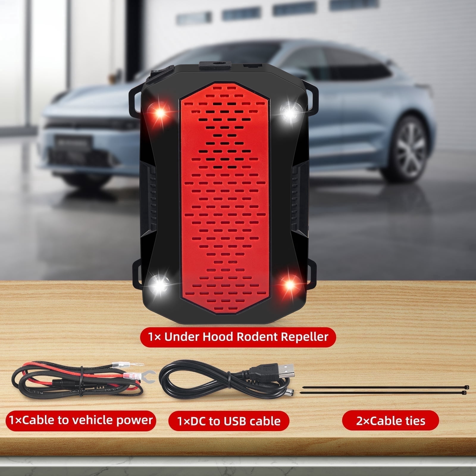 JINYI  Ultrasonic Under Hood Rodent Repellent, 12V Power Supply