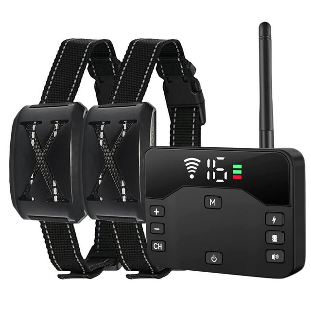 KingFurt 2023 Wireless Dog Fence, Electric Training Collar for 2 Dogs with Adjustable Vibration