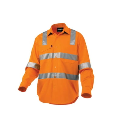 KingGee Mens Workcool Reflective Hi-Vis Work Shirt X Pattern Taped Safety K54895