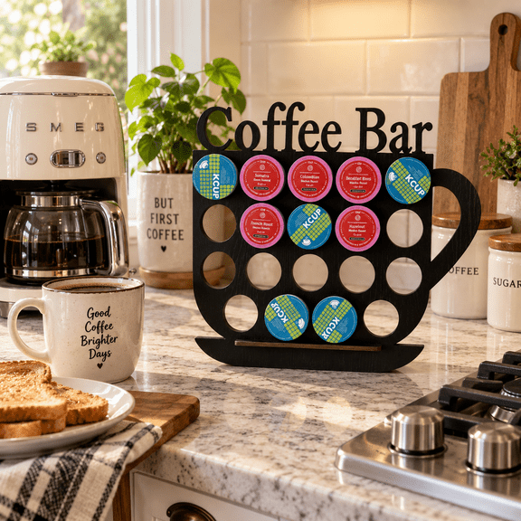 KingLive Wooden K Cup Holder,Capsule Storage Rack,Coffee Pod Storage Rack,Black