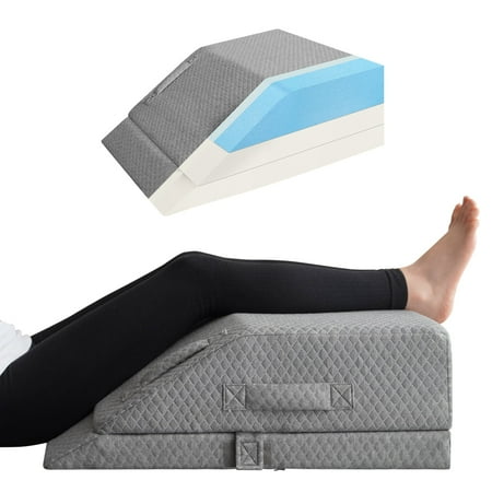 KingPavonini Adjustable Leg Elevation Pillows for Swelling, Cooling Gel Memory Foam Wedge Pillows for after Surgery, Sciatica Back Knee Hip Ankles Pain Relief