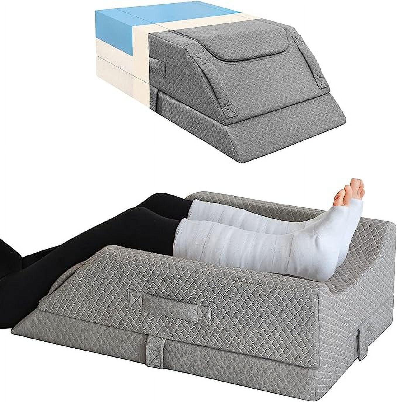 KingPavonini Adjustable Leg Elevation Pillows for Swelling After Surgery, Cooling Memory Foam Leg Wedge Pillow for Blood Circulation, Wedge Pillow for Sleeping, Sciatica Knee Hip Ankles Pain Relief