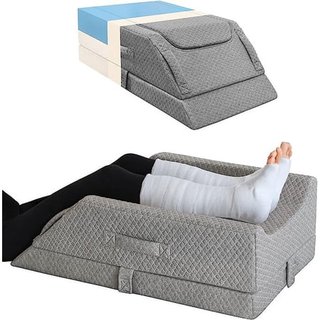 KingPavonini Adjustable Leg Elevation Pillows for Swelling After Surgery, Cooling Memory Foam Leg Wedge Pillow for Blood Circulation, Wedge Pillow for Sleeping, Sciatica Knee Hip Ankles Pain Relief