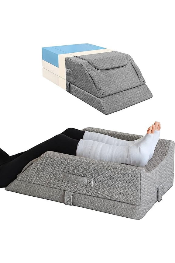 Adjustable Leg Elevation Pillows for Swelling After Surgery, Cooling Memory Foam Leg Wedge Pillow for Blood Circulation, Wedge Pillow for Sleeping, Sciatica Knee Hip Ankles Pain Relief