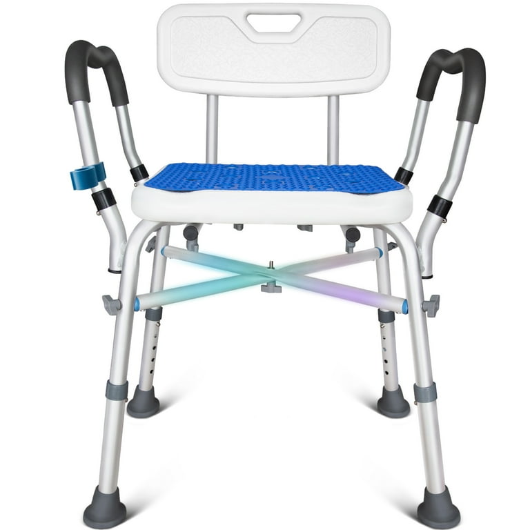 KingPavonini Bath Chair with Arms Large Bariatric Shower Stool with Reinforced Crossing Bar for Elderly Adults Disabled Size Adjustable size