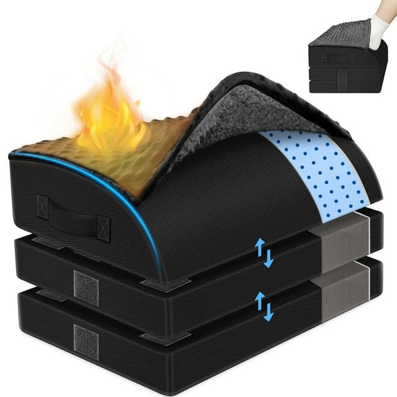 KingPavonini Foot Rest Under Desk for Office Use,  3 Layer Adjust Memory Foam Foot Stool with Feet Warm Pocket Black