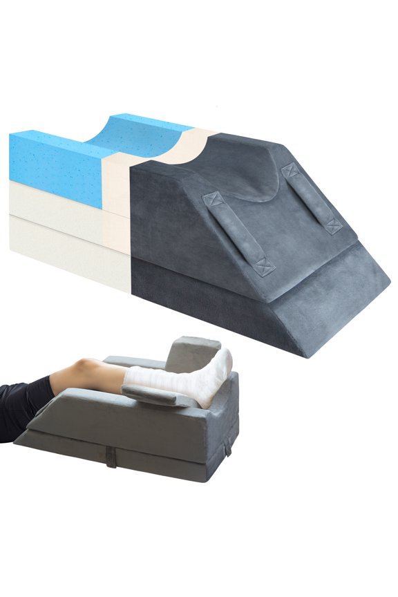 Leg Elevation Pillows 4-Height Adjustable Memory Foam for Surgery, Injuries, Rest, Grey