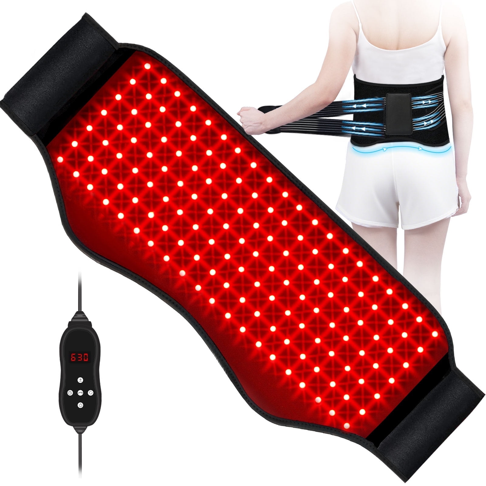 KingPavonini Red Light Therapy Belt, 140 LEDs 630/660/850nm Infrared Light Therapy with Compression Strap, Red Light Therapy for Body, Back, Shoulder & Waist Comfort