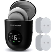 KingPavonini Wireless TENS Unit, Muscle Stimulator , Portable Rechargeable TENS EMS Machine, LED Screen, Remote, Black Dual Channel 6 Modes 16 Intensity Massager, Charging Case  4 Pads
