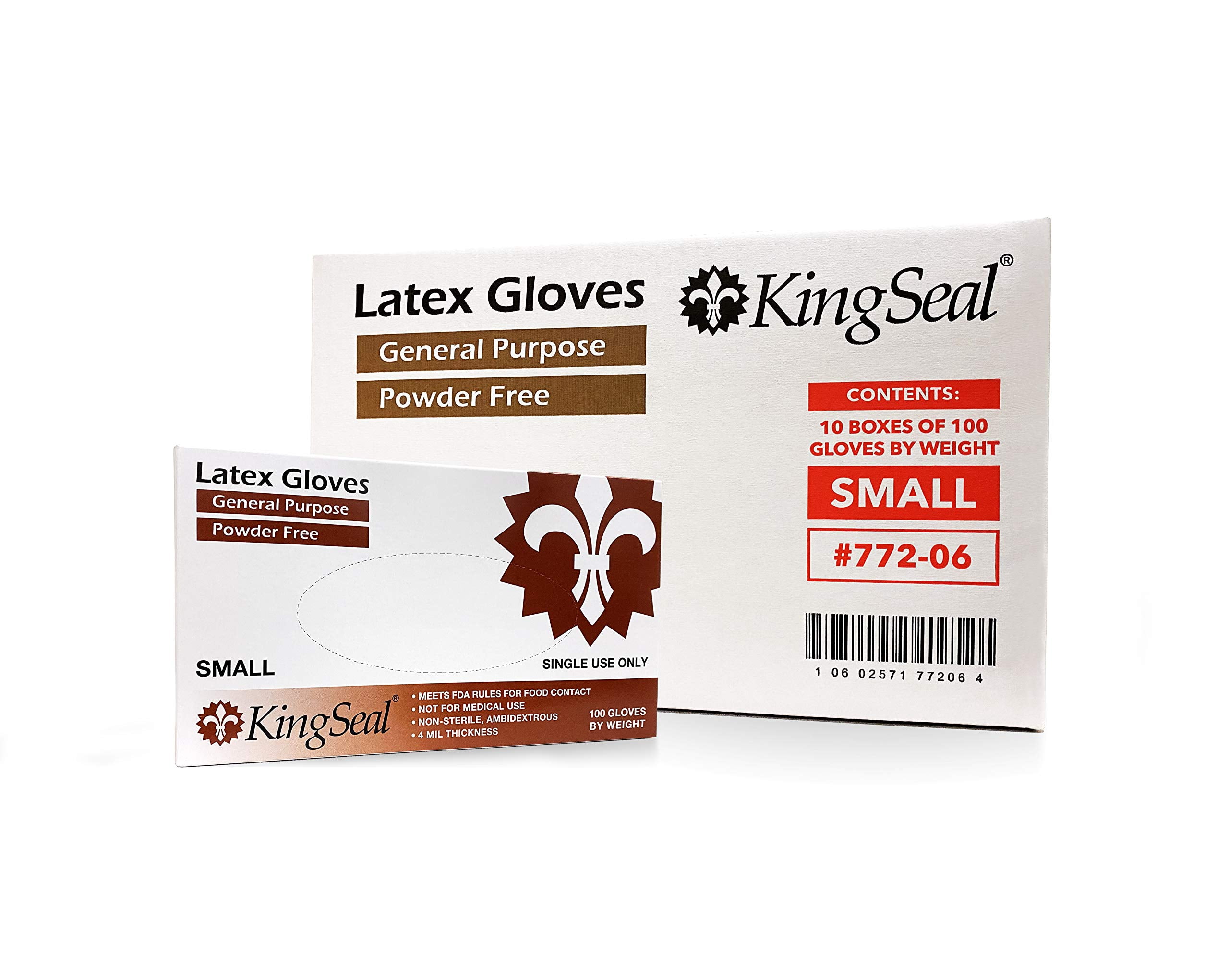KingSeal Size SMALL Latex Disposable Gloves, General Purpose, Powder ...