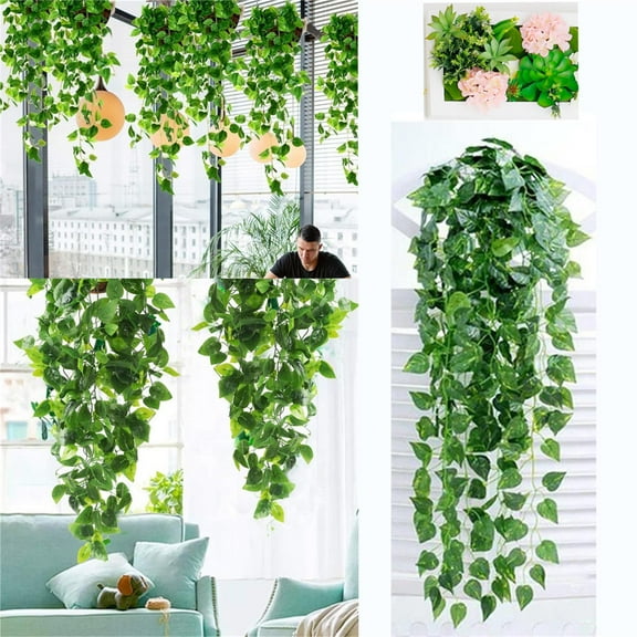 KingShop 2 Bunch 3ft Artificial Silk Strands Ivy Leaf Garland Plant Vine Foliage Decor Artificial Plants and Flower