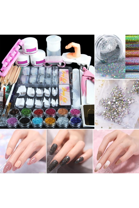 Acrylic Kit Professional Manicure Set Crystal Powder Set For Extension Carved Flower Drill Acrylic Liquid Nail Art