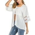 thumbnail image 1 of KingShop Chiffon Kimono Sheer Cardigans Bell Sleeve for Women Open Front Floral Kimonos Cardigan Blouse Loose Tops Beach Cover Up, 1 of 7