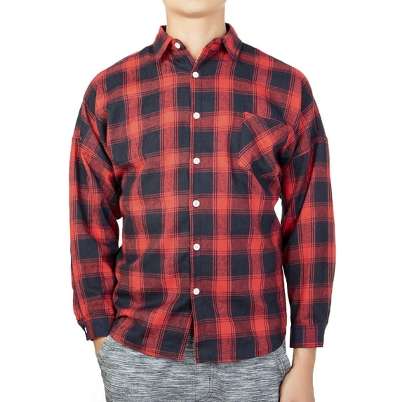 KingShop Cotton Plaid Shirts for Men Women's Blouses Tops Female Long Sleeve Casual Shirts Loose Checkboard Outwear