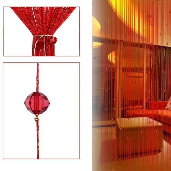 KingShop Door String Curtain, Wall Panel Fringe Window Room Divider Blind, Home Patio Bedroom Decorative Tassel Screen Ribbon Strings Strip Silver Thread Screen