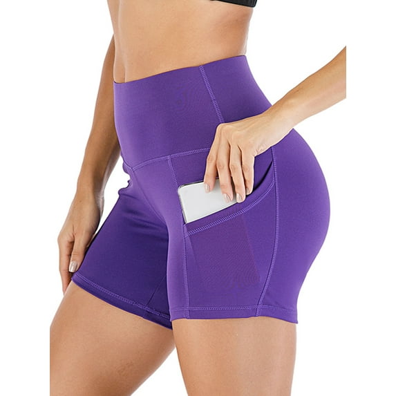 KingShop High Waisted Yoga Shorts with Pockets for Women, Workout Running Shorts