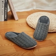 KingShop Mens Cotton Knitted Slippers with Cozy Memory Foam scuff Slippers Slip On Warm House Shoes Indoor/Outdoor With Best Arch Surpport