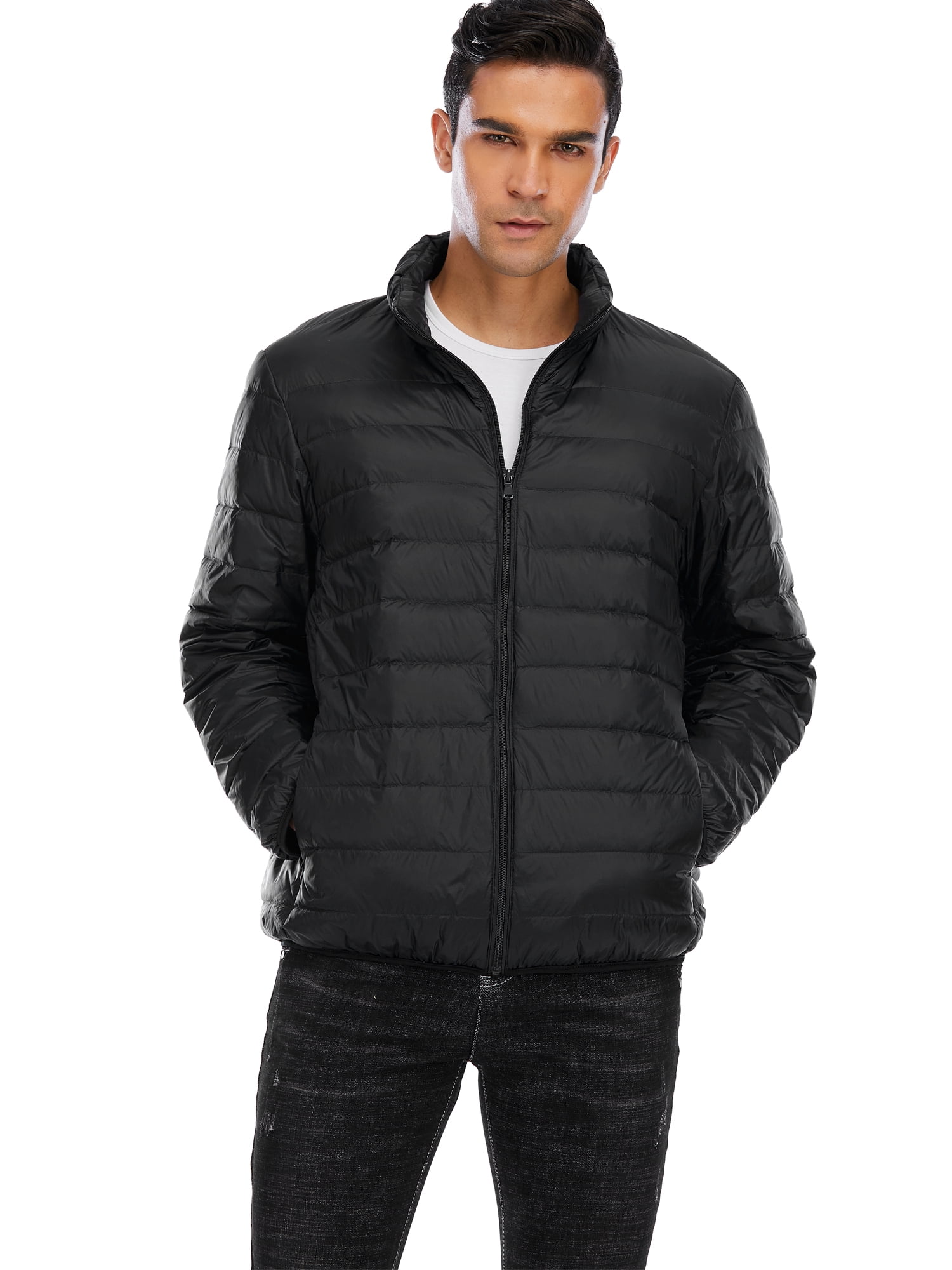 Mens Snow Down Jackets Light Down Alternative Puffer Jacket