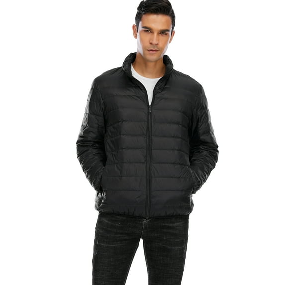 KingShop Mens Snow Down Jackets Light Down Alternative Puffer Jacket Bubble Coat Down Puffer Jacket Black
