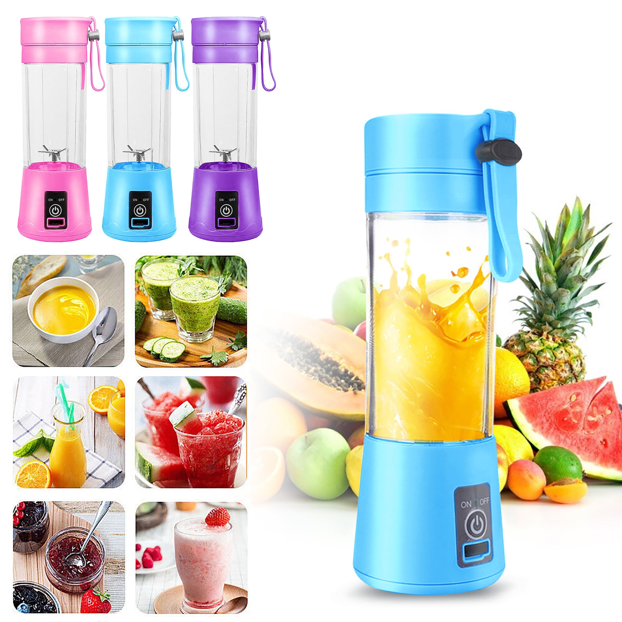 Knirps Portable Electric Juicer Machine 500mL with Double Cup Lids Mini  Wireless Blender for Home Kitchen Outdoor Sports Travel
