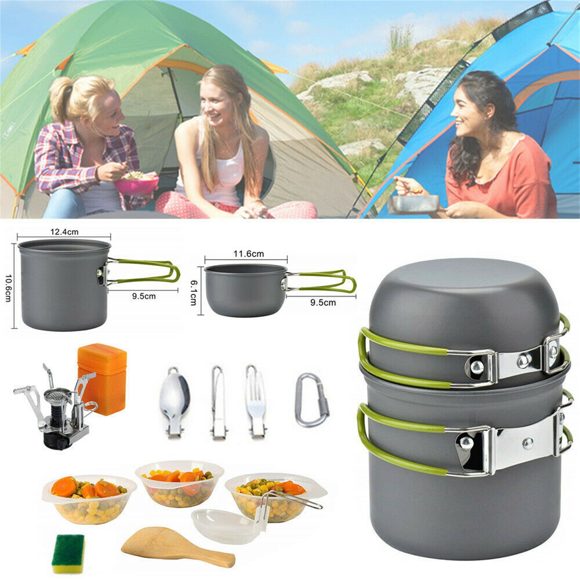 Portable Gas Camping Stove Pan Set Butane Backpacking Propane