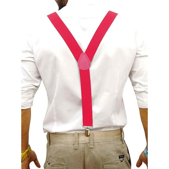 KingShop Suspenders for Mens with Strong Metal Clips Adjustable Elastic Y Style Leather Heavy Pants Suspender for Wedding&Party