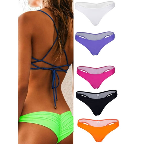KingShop Swimwear Women Briefs Bikini Bottom Side Ties Brazilian Thong Swimsuit Classic Cut Bottoms Swim Short Ladies Swimsuit